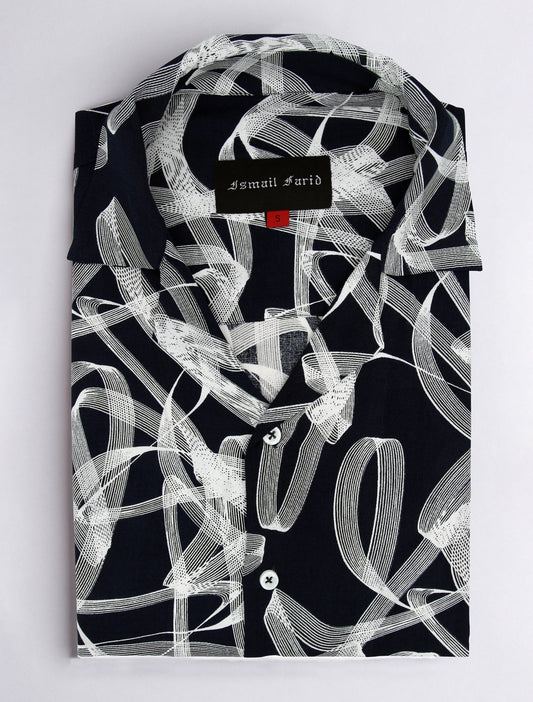 NAVY ABSTRACT PRINT SHIRT