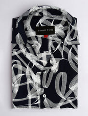 NAVY ABSTRACT PRINT SHIRT