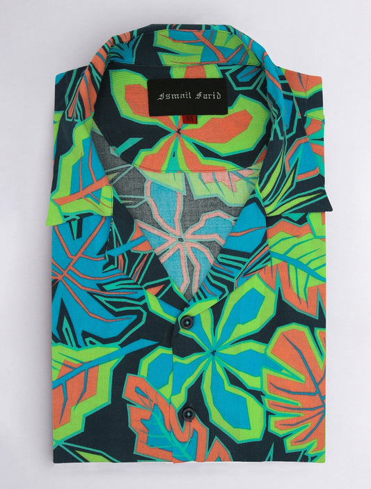 TROPICAL LEAF PRINT SHIRT