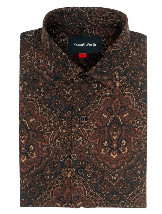 DARK BROWN PAISLEY PRINT SHIRT