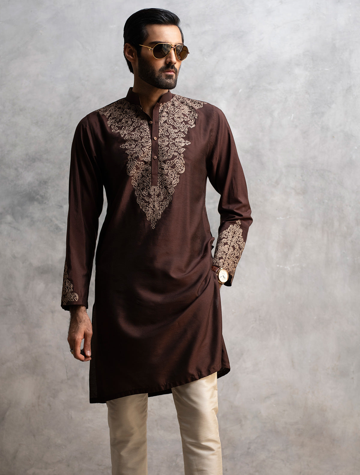 BROWN TWO TONE SHORT LENGTH KURTA