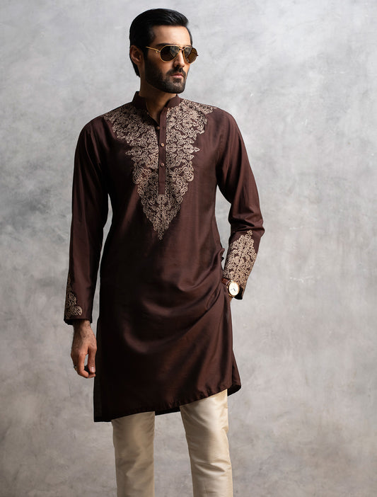 BROWN TWO TONE SHORT LENGTH KURTA