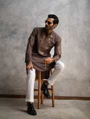 MOCHA BROWN COTTON SILK KURTA