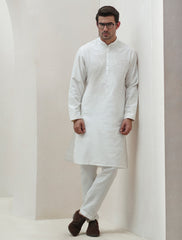 OFFWHITE COTTON SILK EMBROIDERED KURTA