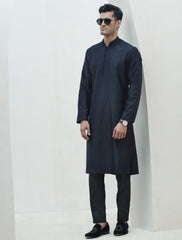BLUE COTTON SILK EMBROIDERED KURTA