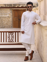OFF-WHITE EMBROIDERED KURTA