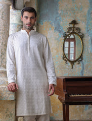 OFF-WHITE EMBROIDERED KURTA