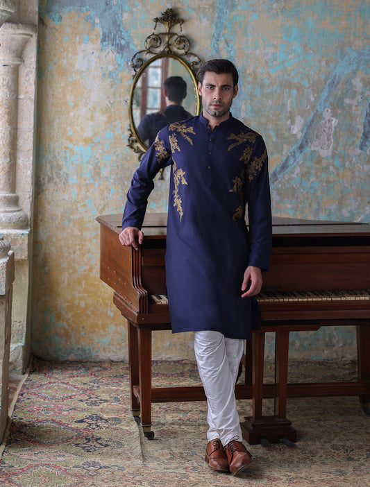 BLUE EMBROIDERED KURTA