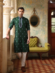 GREEN EMBROIDERED KURTA