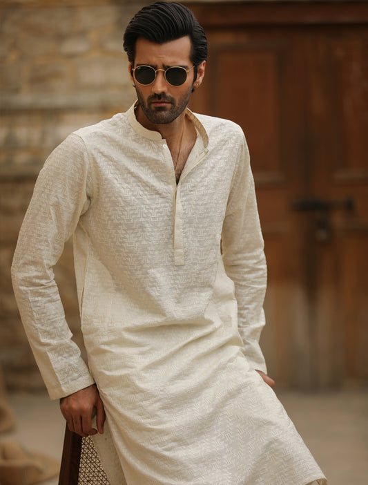 CREAM EMBROIDERED KURTA