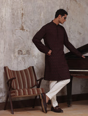 MAROON EMBROIDERED KURTA