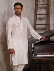 OFF-WHITE EMBROIDERED KURTA