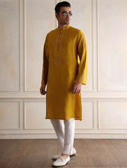 YELLOW EMBROIDERED KURTA