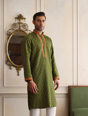 GREEN EMBROIDERED KURTA