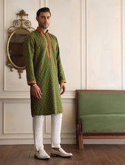 GREEN EMBROIDERED KURTA