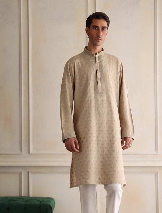 FAWN HAND EMBROIDERED KURTA