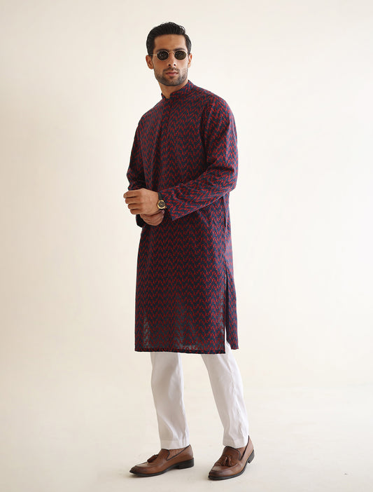 NAVY EMBROIDERD KURTA