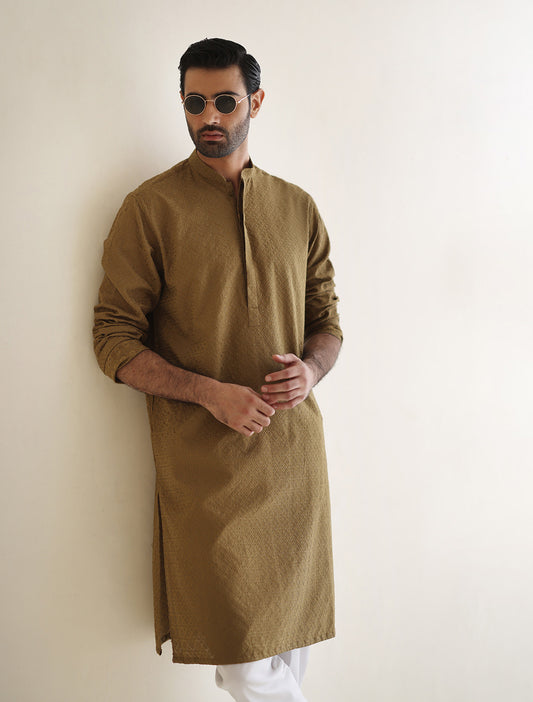 BROWN EMBROIDERED KURTA