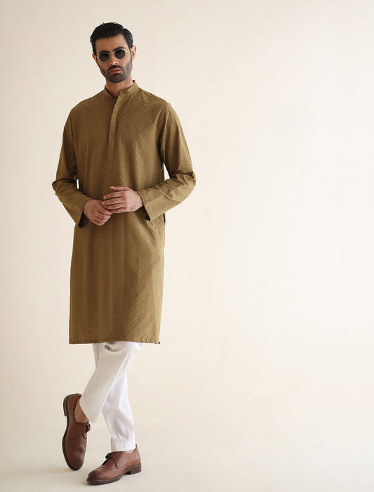 BROWN EMBROIDERED KURTA
