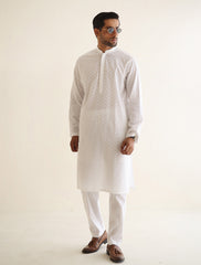 OFF-WHITE EMBROIDERED KURTA