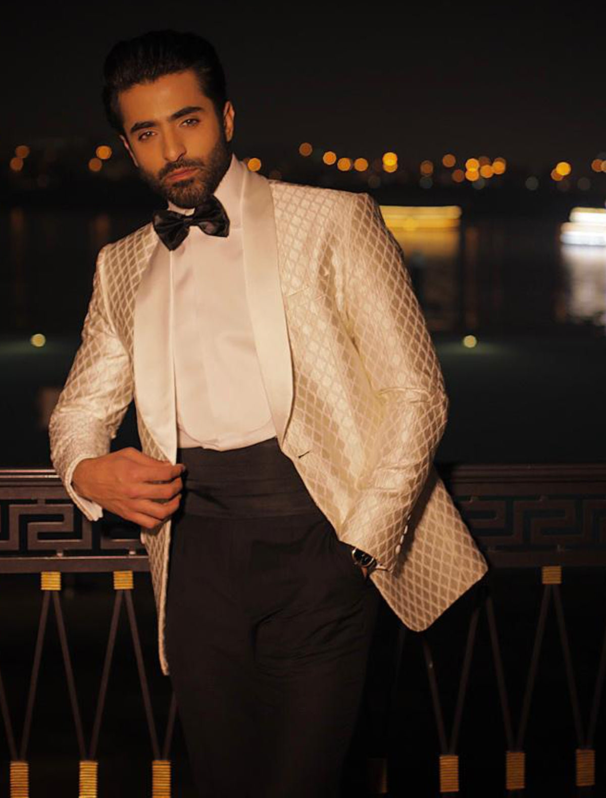 OFF-WHITE EMBROIDERED DINNER JACKET – Ismail Farid Pakistan