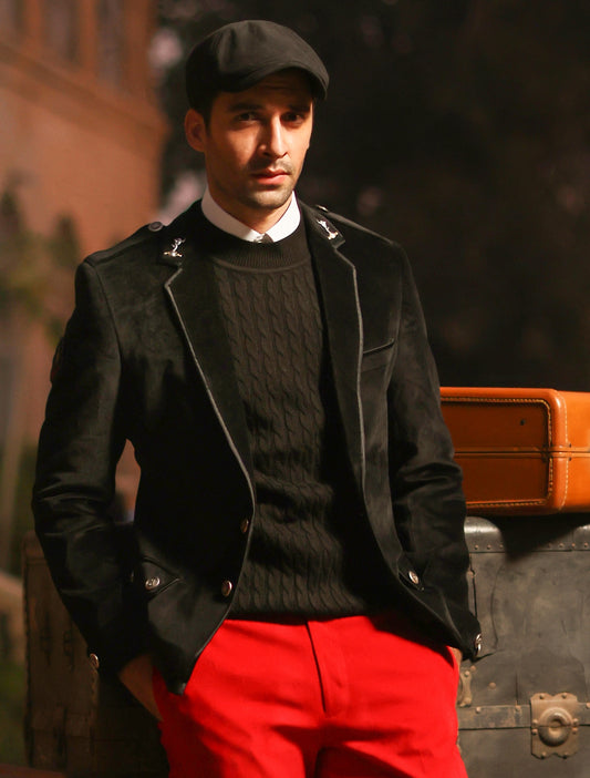 BLACK VELVET MILITARY BLAZER