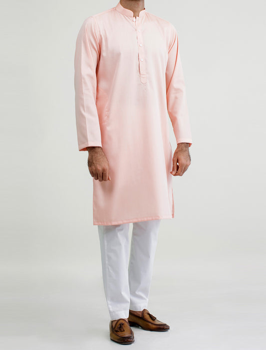 CLASSIC PEACH -COTTON STRUCTURED KURTA