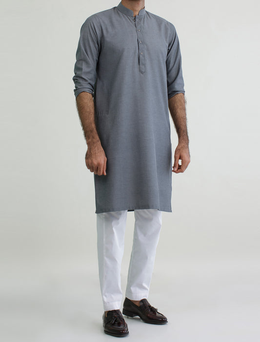 GREY - COTTON STRUCTED KURTA