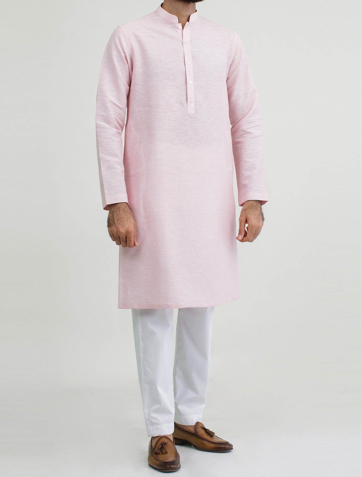 LIGHT PINK LINEN KURTA