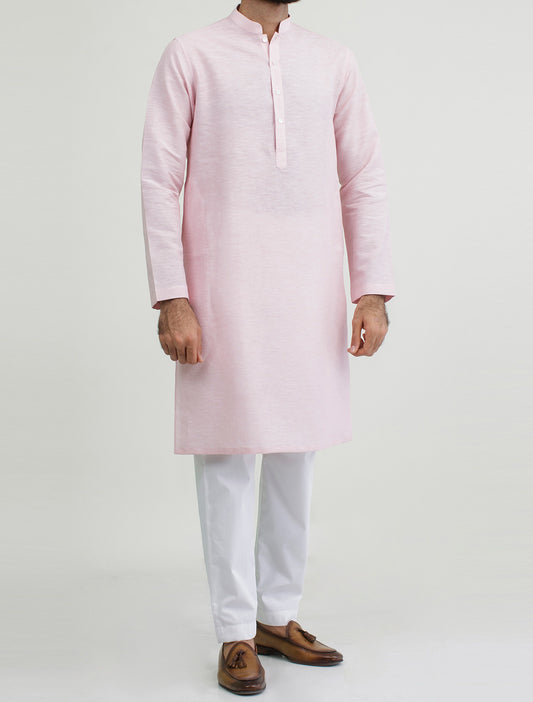 LIGHT PINK LINEN KURTA