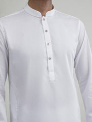 WHITE SELF DESIGN FABRIC KURTA