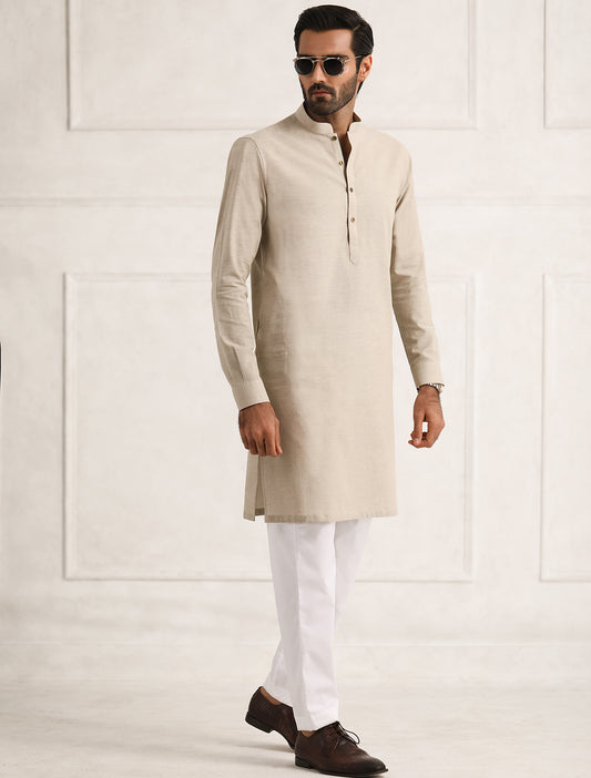 CLASSIC BEIGE MULTI DOTS KURTA