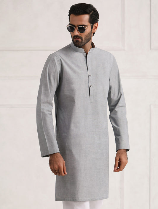 GRAY KURTA WITH MULTI COLOR DOTS