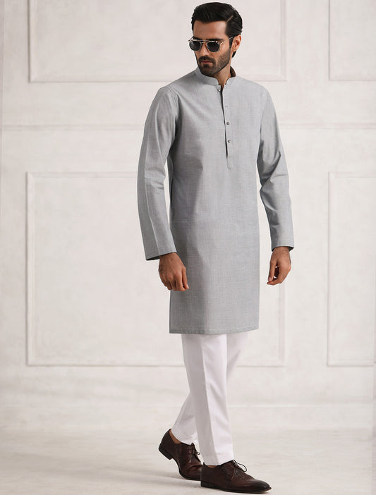 GRAY KURTA WITH MULTI COLOR DOTS