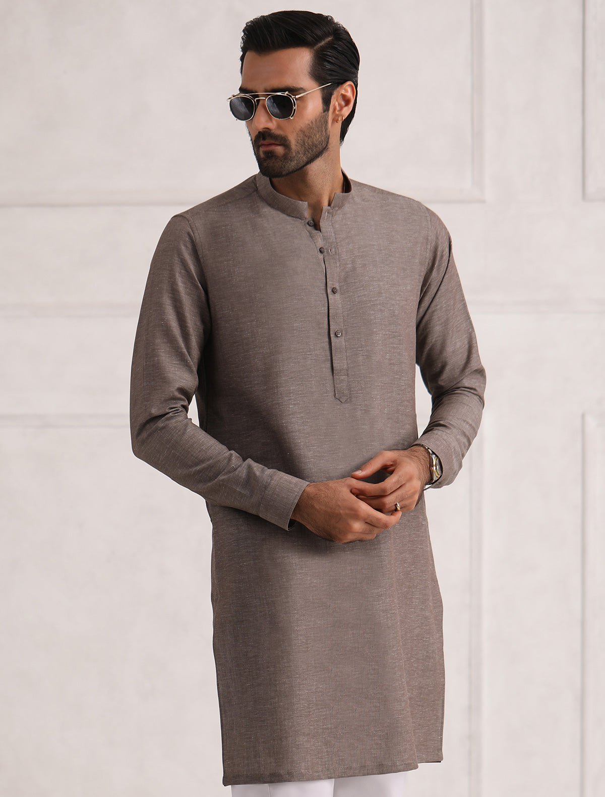 BROWN LINEN KURTA