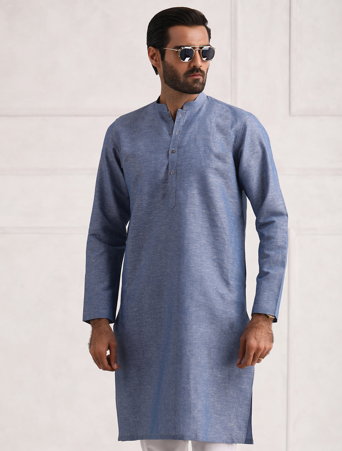 BLUE LINEN KURTA