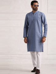 BLUE LINEN KURTA