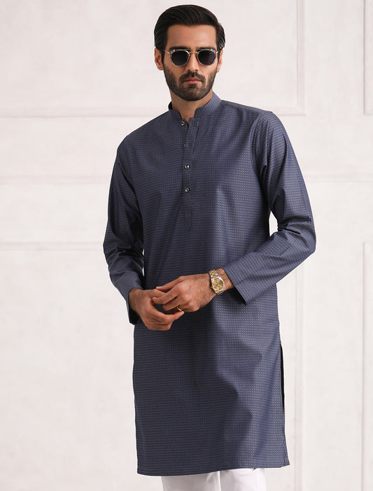 BLUE COTTON STRUCTURED KURTA