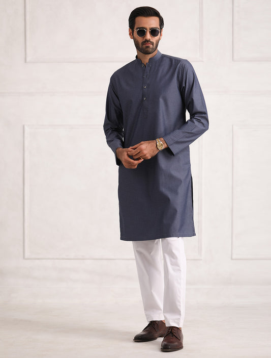 BLUE COTTON STRUCTURED KURTA
