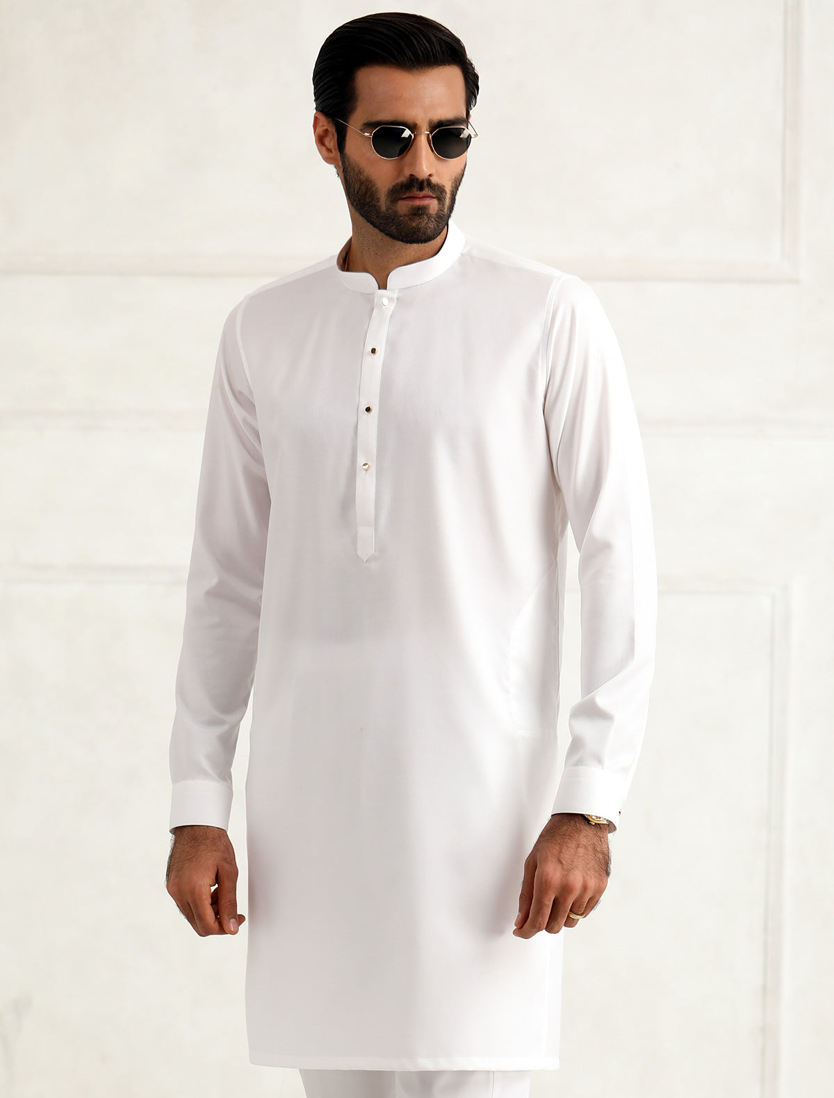 OFF WHITE EGYPTIAN COTTON OXFORD FABRIC KURTA