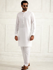 OFF WHITE EGYPTIAN COTTON OXFORD FABRIC KURTA