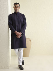 Purple Embroidered Kurta-S