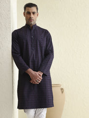 Purple Embroidered Kurta-S
