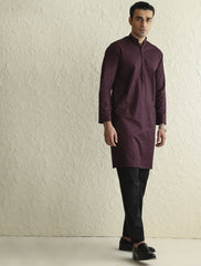 MAROON SELF EMBROIDERED KURTA-S