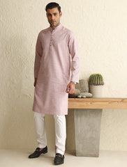 PEACH TEXTURED KURTA-S