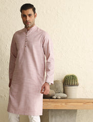 PEACH TEXTURED KURTA-S