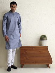 DENIM BLUE CLASSIC KURTA-S