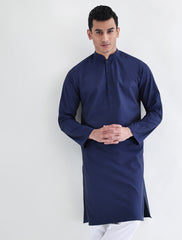 BLUE PREMIUM COTTON JACQUARD FABRIC KURTA