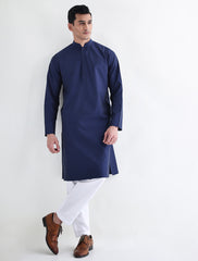 BLUE PREMIUM COTTON JACQUARD FABRIC KURTA