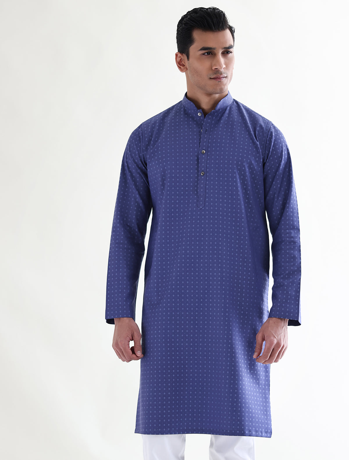 DENIM BLUE JACQUARD FABRIC KURTA